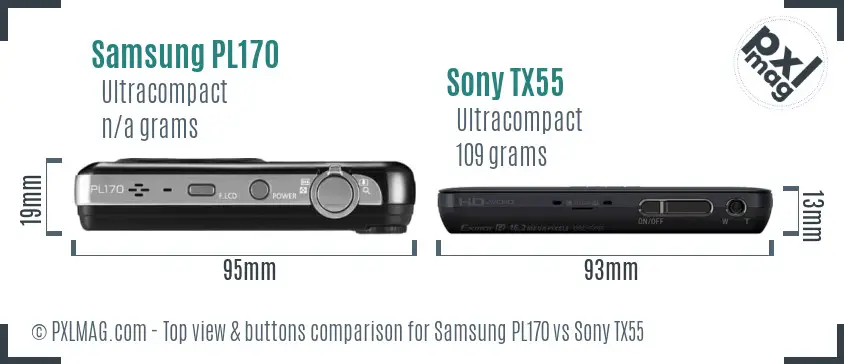 Samsung PL170 vs Sony TX55 top view buttons comparison
