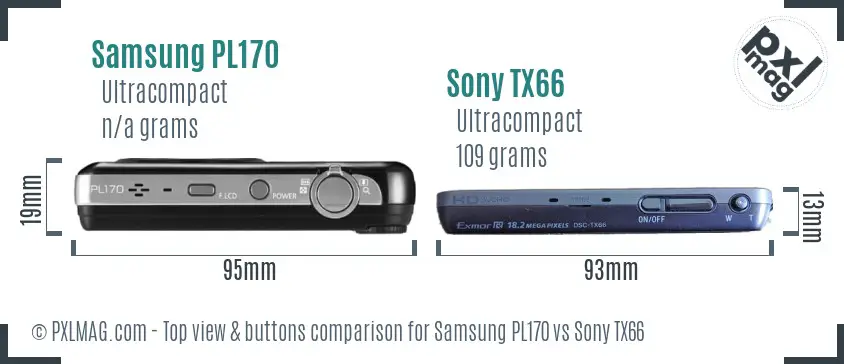 Samsung PL170 vs Sony TX66 top view buttons comparison