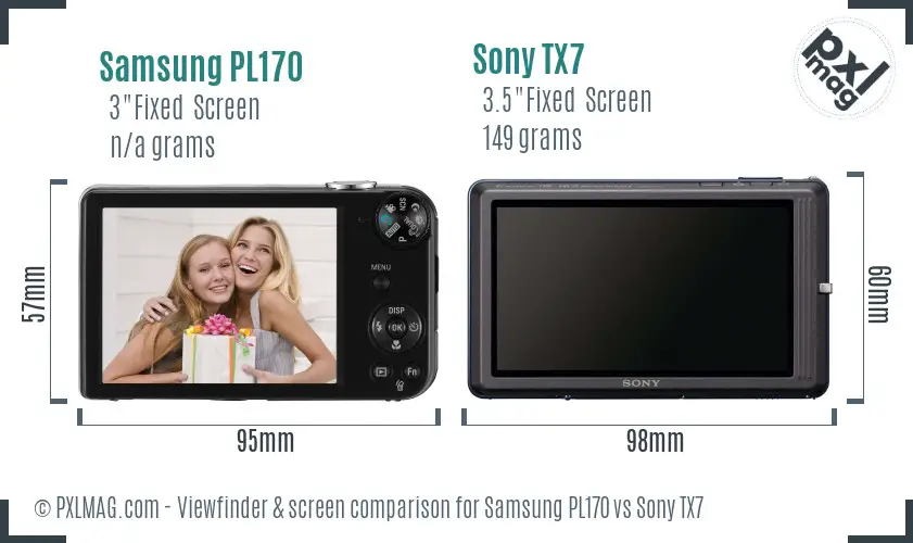 Samsung PL170 vs Sony TX7 Screen and Viewfinder comparison