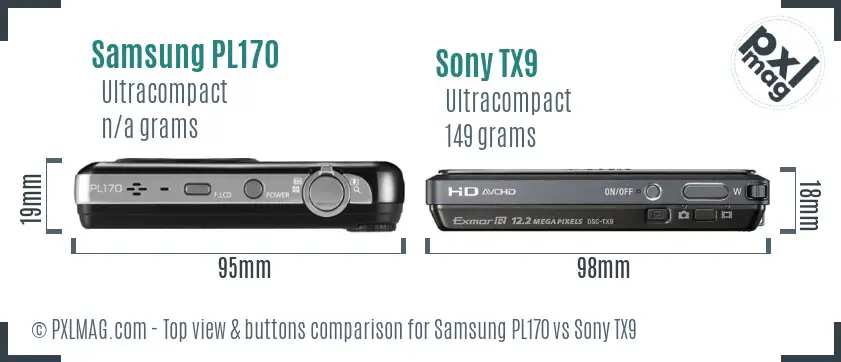 Samsung PL170 vs Sony TX9 top view buttons comparison