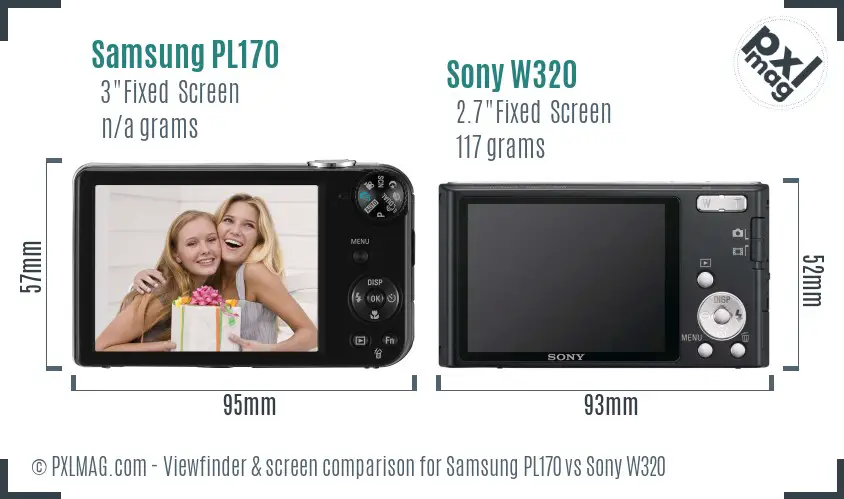 Samsung PL170 vs Sony W320 Screen and Viewfinder comparison