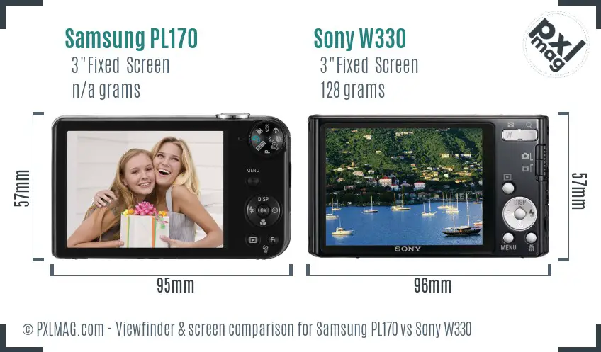 Samsung PL170 vs Sony W330 Screen and Viewfinder comparison
