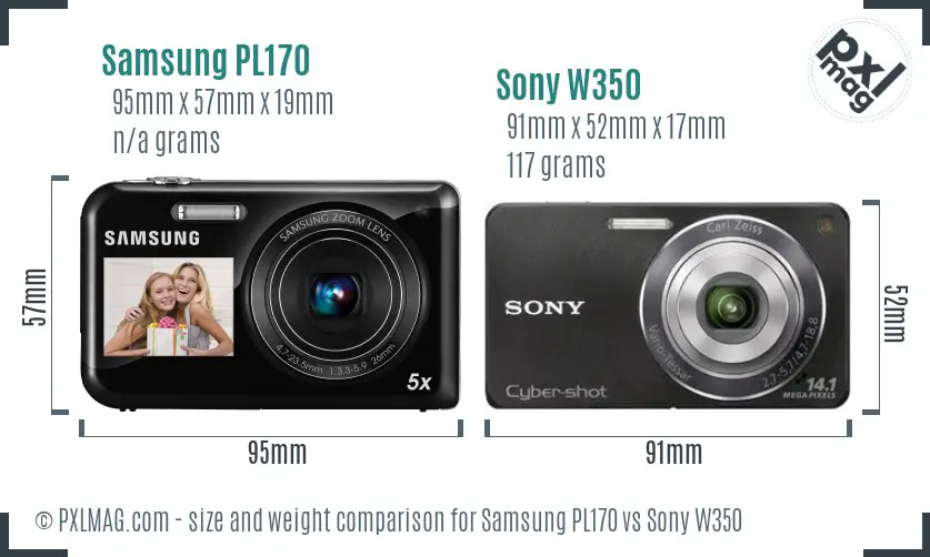 Samsung PL170 vs Sony W350 size comparison Samsung PL170 vs Sony W350 size comparison