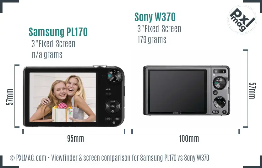 Samsung PL170 vs Sony W370 Screen and Viewfinder comparison