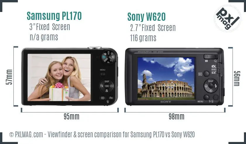 Samsung PL170 vs Sony W620 Screen and Viewfinder comparison Samsung PL170 vs Sony W620 Screen and Viewfinder comparison