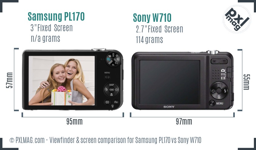 Samsung PL170 vs Sony W710 Screen and Viewfinder comparison