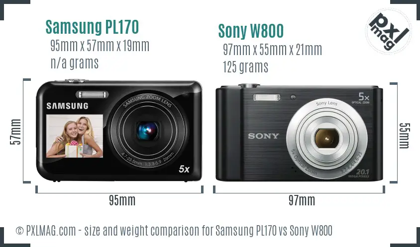Samsung PL170 vs Sony W800 size comparison Samsung PL170 vs Sony W800 size comparison