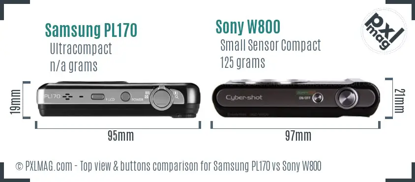 Samsung PL170 vs Sony W800 top view buttons comparison Samsung PL170 vs Sony W800 top view buttons comparison