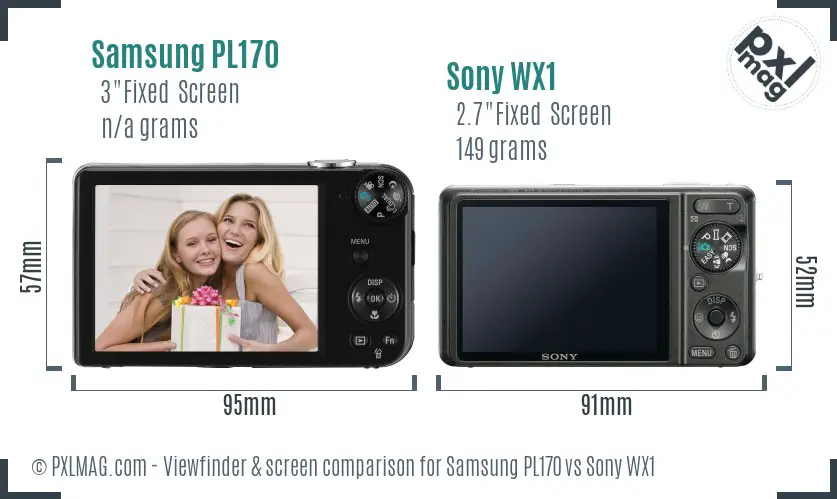 Samsung PL170 vs Sony WX1 Screen and Viewfinder comparison