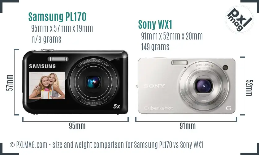 Samsung PL170 vs Sony WX1 size comparison