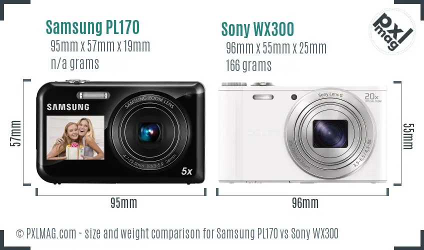 Samsung PL170 vs Sony WX300 size comparison