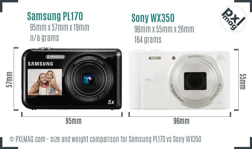 Samsung PL170 vs Sony WX350 size comparison Samsung PL170 vs Sony WX350 size comparison