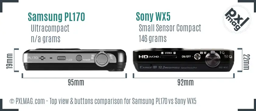 Samsung PL170 vs Sony WX5 top view buttons comparison