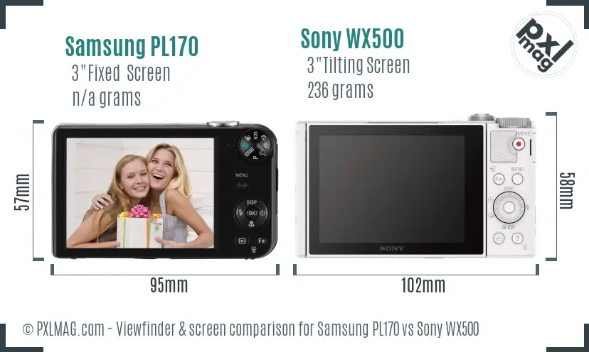 Samsung PL170 vs Sony WX500 Screen and Viewfinder comparison Samsung PL170 vs Sony WX500 Screen and Viewfinder comparison