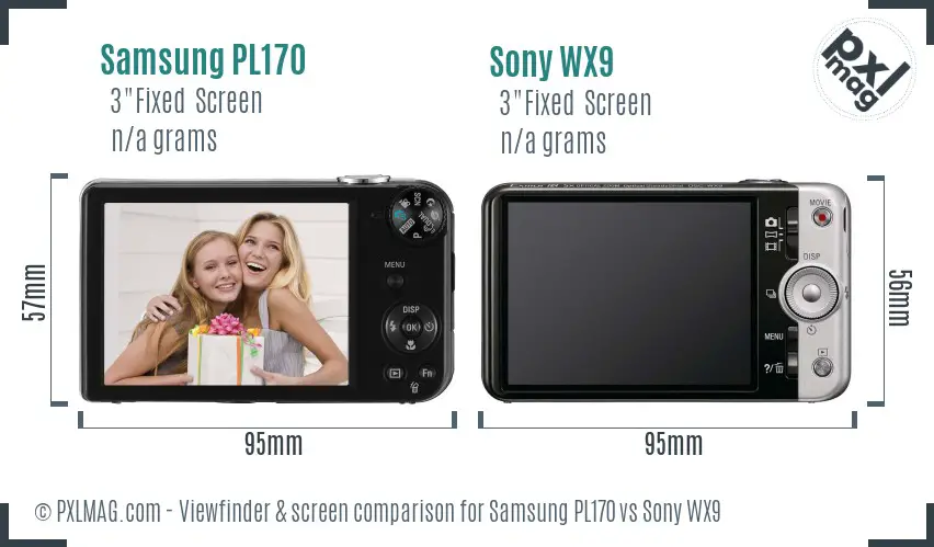 Samsung PL170 vs Sony WX9 Screen and Viewfinder comparison