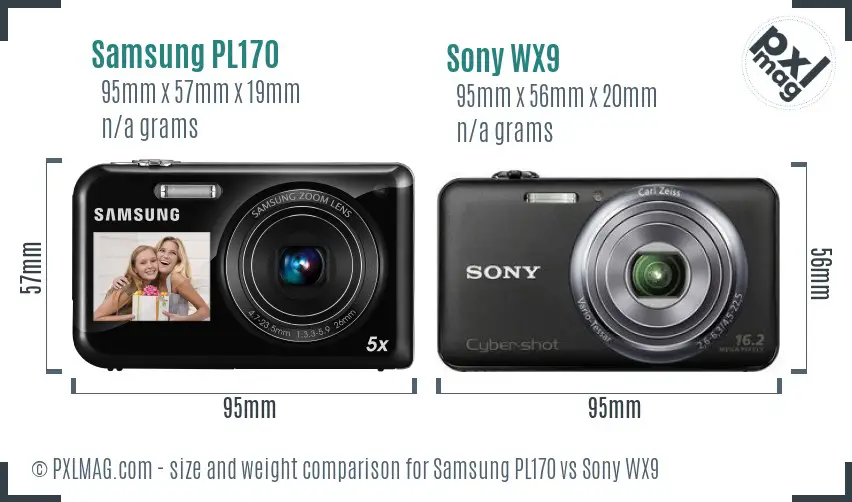 Samsung PL170 vs Sony WX9 size comparison