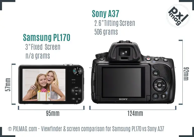 Samsung PL170 vs Sony A37 Screen and Viewfinder comparison