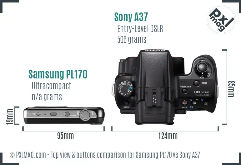 Samsung PL170 vs Sony A37 top view buttons comparison