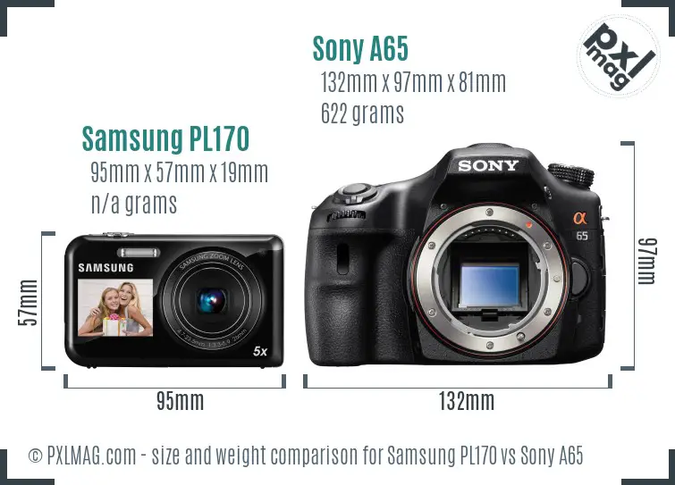 Samsung PL170 vs Sony A65 size comparison