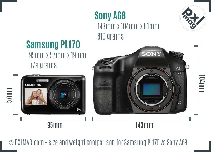 Samsung PL170 vs Sony A68 size comparison Samsung PL170 vs Sony A68 size comparison