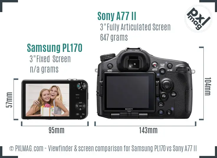 Samsung PL170 vs Sony A77 II Screen and Viewfinder comparison Samsung PL170 vs Sony A77 II Screen and Viewfinder comparison