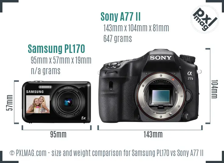 Samsung PL170 vs Sony A77 II size comparison Samsung PL170 vs Sony A77 II size comparison
