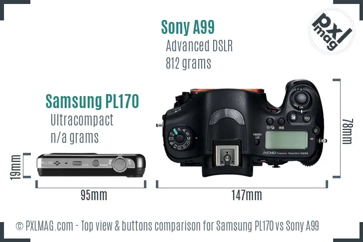 Samsung PL170 vs Sony A99 top view buttons comparison