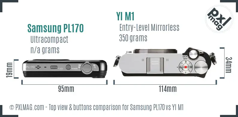 Samsung PL170 vs YI M1 top view buttons comparison Samsung PL170 vs YI M1 top view buttons comparison