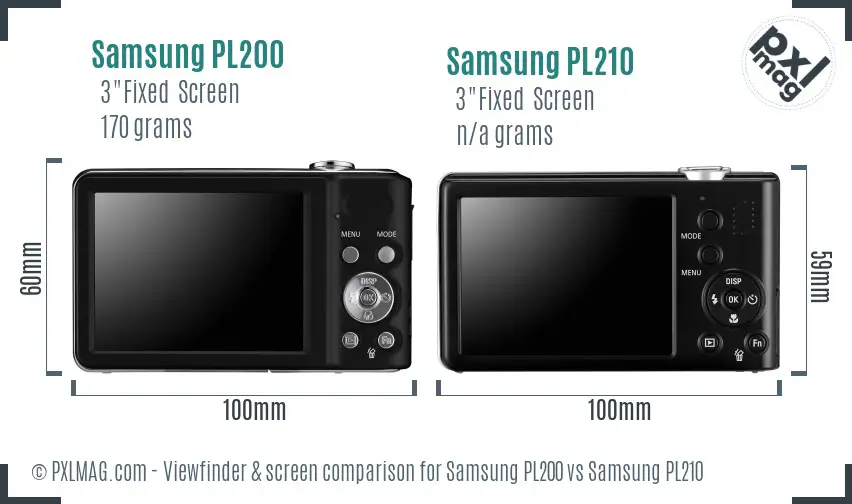 Samsung PL200 vs Samsung PL210 Screen and Viewfinder comparison