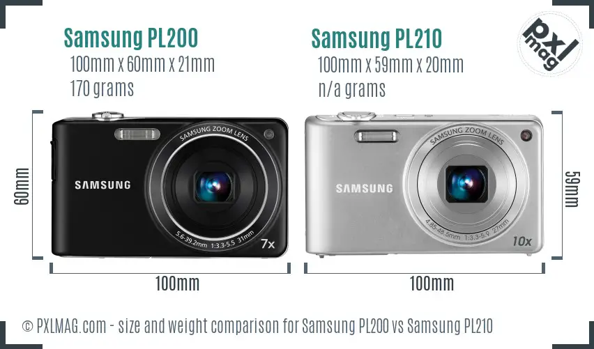 Samsung PL200 vs Samsung PL210 size comparison