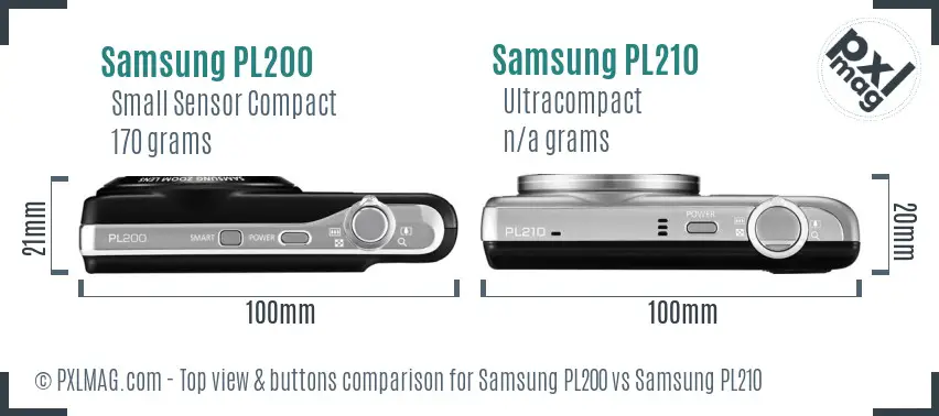 Samsung PL200 vs Samsung PL210 top view buttons comparison