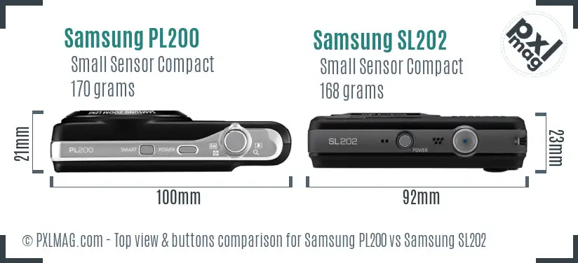 Samsung PL200 vs Samsung SL202 top view buttons comparison
