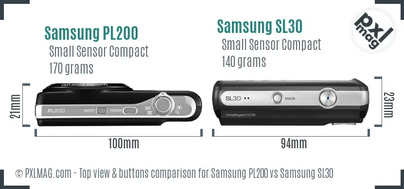 Samsung PL200 vs Samsung SL30 top view buttons comparison
