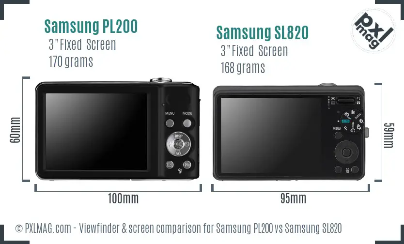 Samsung PL200 vs Samsung SL820 Screen and Viewfinder comparison