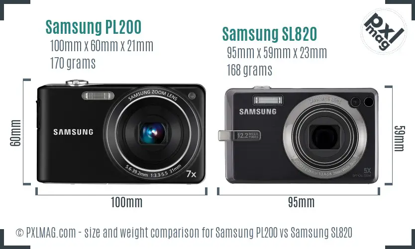 Samsung PL200 vs Samsung SL820 size comparison
