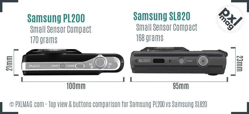 Samsung PL200 vs Samsung SL820 top view buttons comparison