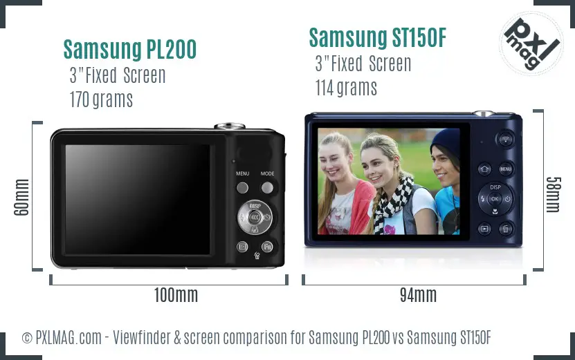 Samsung PL200 vs Samsung ST150F Screen and Viewfinder comparison
