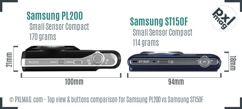 Samsung PL200 vs Samsung ST150F top view buttons comparison