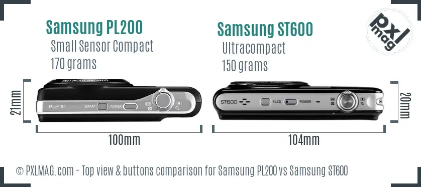 Samsung PL200 vs Samsung ST600 top view buttons comparison