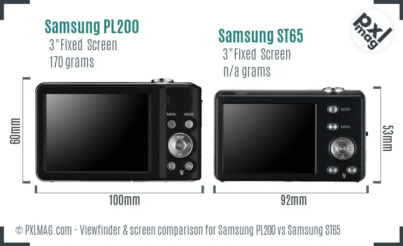 Samsung PL200 vs Samsung ST65 Screen and Viewfinder comparison