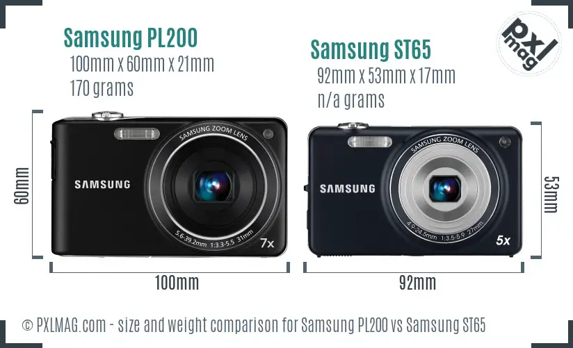 Samsung PL200 vs Samsung ST65 size comparison
