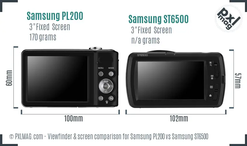 Samsung PL200 vs Samsung ST6500 Screen and Viewfinder comparison