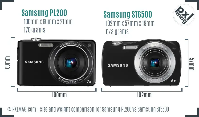 Samsung PL200 vs Samsung ST6500 size comparison