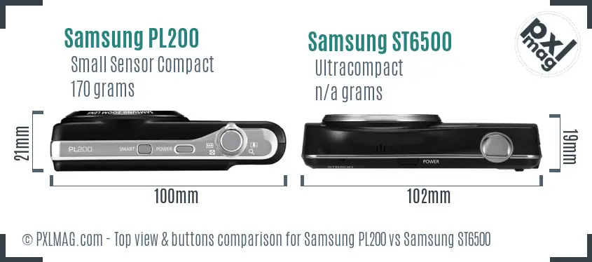 Samsung PL200 vs Samsung ST6500 top view buttons comparison