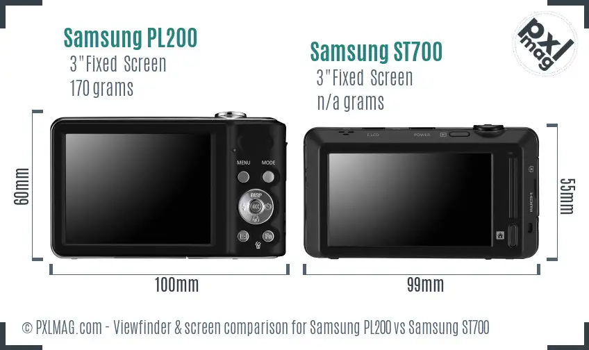 Samsung PL200 vs Samsung ST700 Screen and Viewfinder comparison