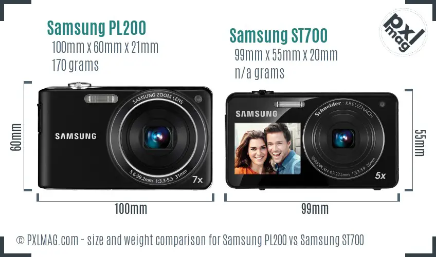 Samsung PL200 vs Samsung ST700 size comparison