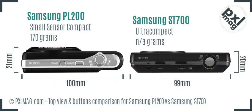 Samsung PL200 vs Samsung ST700 top view buttons comparison