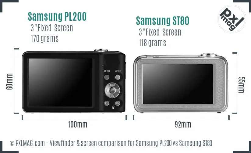 Samsung PL200 vs Samsung ST80 Screen and Viewfinder comparison