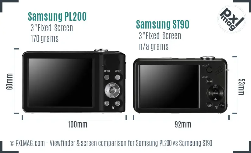 Samsung PL200 vs Samsung ST90 Screen and Viewfinder comparison