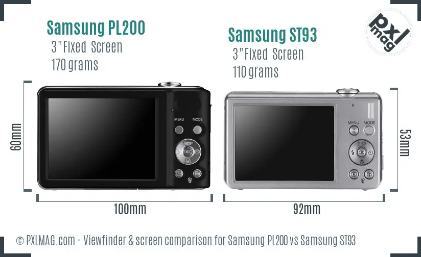 Samsung PL200 vs Samsung ST93 Screen and Viewfinder comparison